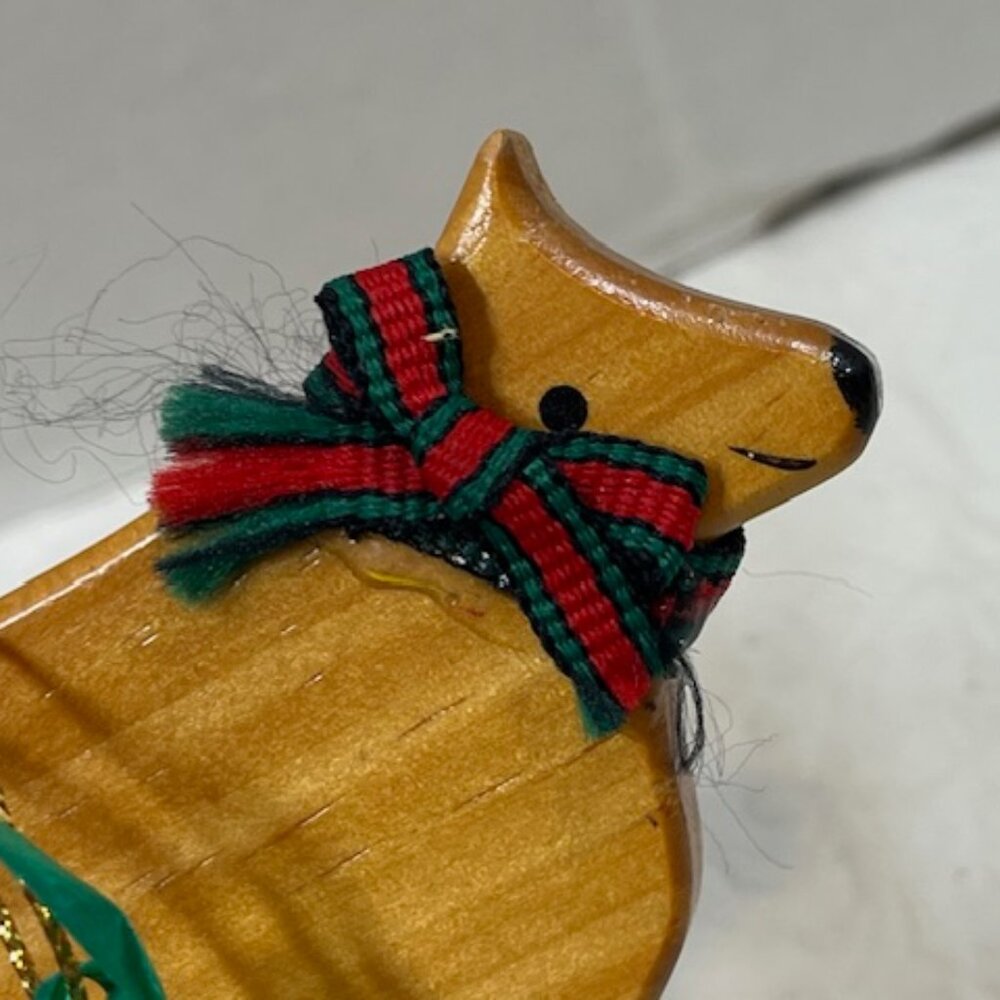 Vtg Wooden COW Hanging Holiday Ornament Handmade 4.25"x3" - Picture 8 of 12